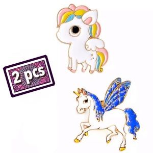 Set of 2 Unicorn Pins Sparkly Fantasy Cartoon Pin
